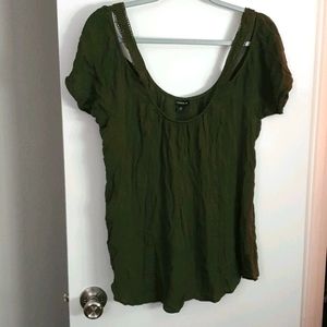 Torrid Olive Green Peasant Top